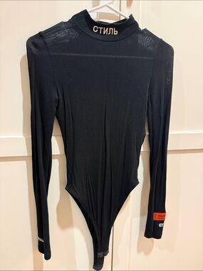 Heron Preston Black Long-Sleeve High-Neck Bodysuit